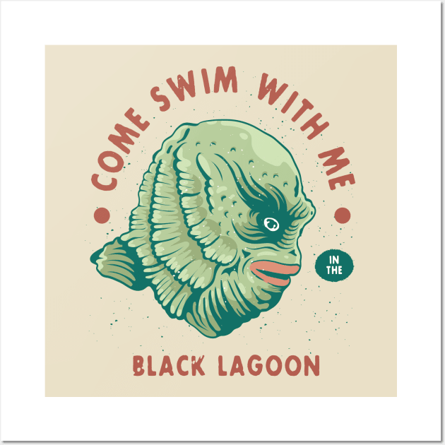 Creature from the Black Lagoon Vintage Monster Wall Art by haloakuadit